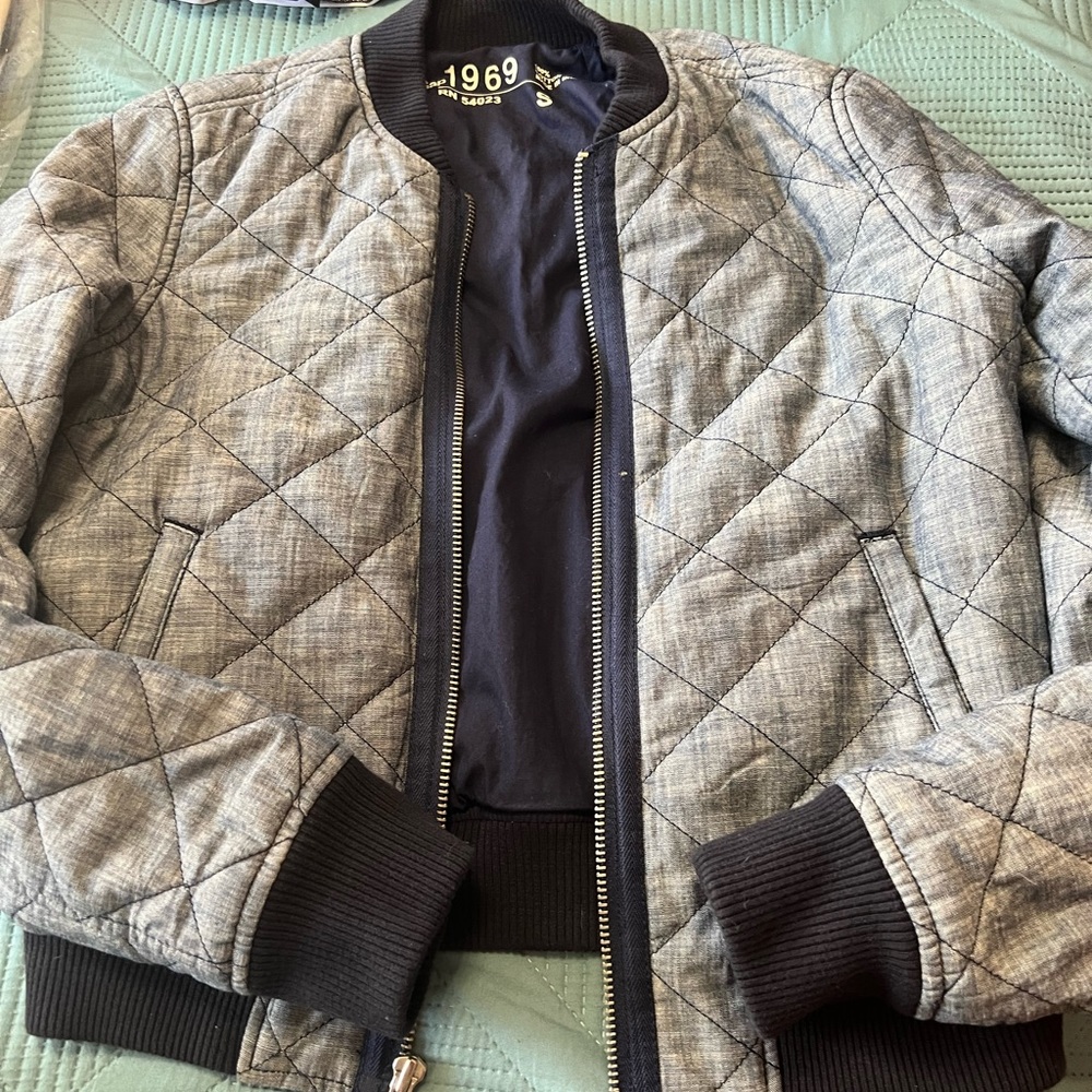 Gap Denim Color quilted varsity Bomber jacket sz Small make an offer ships fast